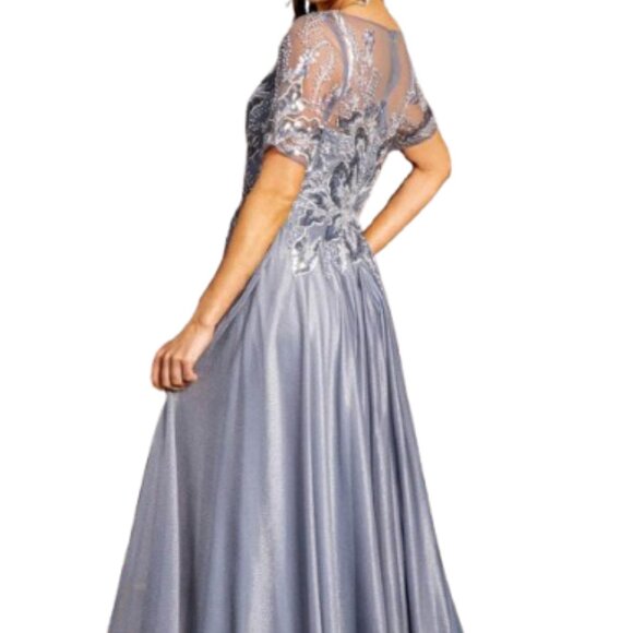 NWT GLS by Gloria GL3444 Glitter Crepe Mother of the Bride Dress Silver Size 2XL - Picture 3 of 6